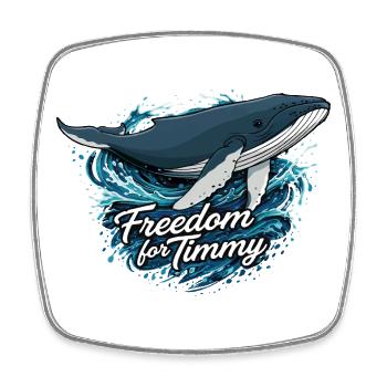 Freedom for Timmy – Wal und Wellen - Viereckiger Kühlschrankmagnet - Weiß - Vorne