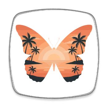 Sonnenuntergang Schmetterling am Strand - Viereckiger Kühlschrankmagnet - Weiß - Vorne