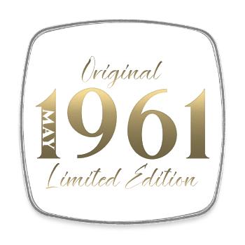 65. Geburtstag Geschenk Mann Original Mai 1961 - Viereckiger Kühlschrankmagnet - Weiß - Vorne