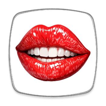 Lèvres rouges vives sourire - Magnet carré - blanc - Devant