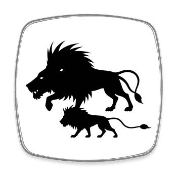 T-shirt Lion Puissance - Lion Strength Family - Magnet carré - blanc - Devant