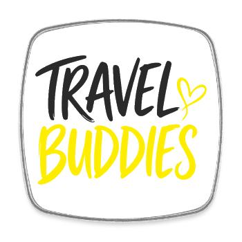 Travel Buddies Travel Companion Design - Square fridge magnet - white - Front