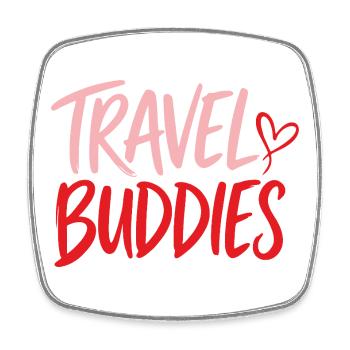 Travel Buddies - Viereckiger Kühlschrankmagnet - Weiß - Vorne