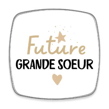 Enfant Future Grande Soeur 2026 Je Vais Etre Grand - Magnet carré - blanc - Devant