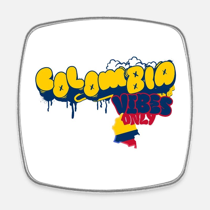 Colombia Vibes only - Viereckiger Kühlschrankmagnet - Weiß