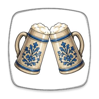 Beer Beer Mugs Ornament - Square fridge magnet - white - Front