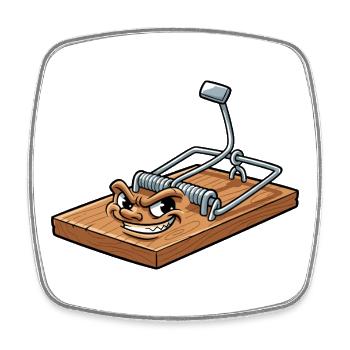 Dessin animé du piège à souris coquine - Magnet carré - blanc - Devant