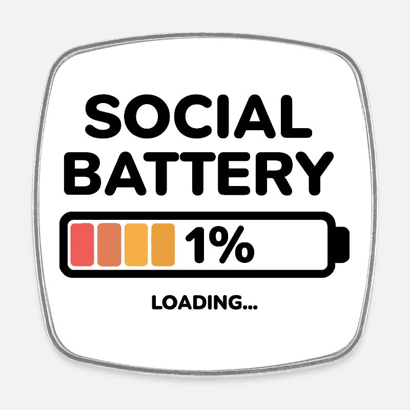 Conception de la batterie sociale à 1 % - Magnet carré - blanc