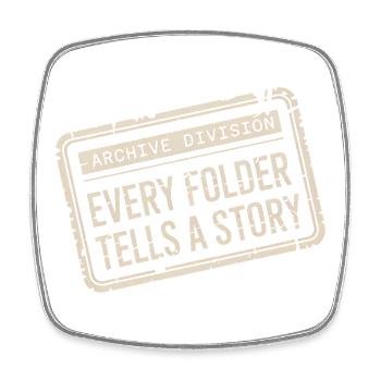 Archive Division: Every Folder Tells a Story - Square fridge magnet - white - Front