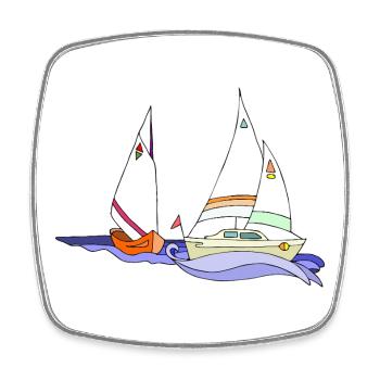 Sailboats - Square fridge magnet - white - Front