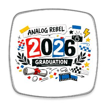 Analog Rebel 2026 Graduation Abschlussfeier - Viereckiger Kühlschrankmagnet - Weiß - Vorne