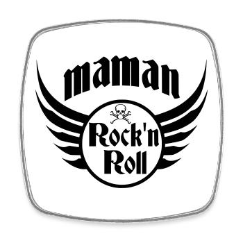 Mom Rock and Roll Totenkopfflügel - Viereckiger Kühlschrankmagnet - Weiß - Vorne