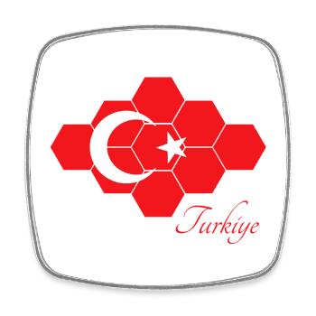 Türkische Flagge Hexagon-Pattern Türkei Turkey  - Viereckiger Kühlschrankmagnet - Weiß - Vorne