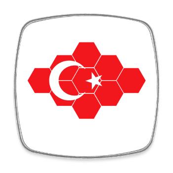 Hexagonal Turkey Flag Art - Square fridge magnet - white - Front