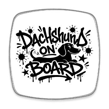 Dachshund On Board Dackel Motiv - Viereckiger Kühlschrankmagnet - Weiß - Vorne