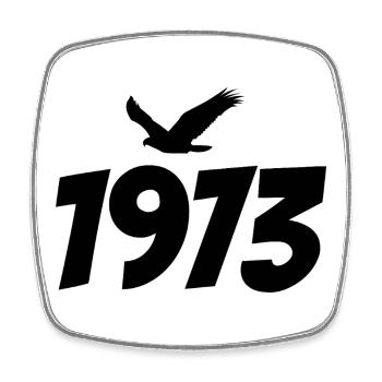 1973 Vintage Jahrgang Adler Grafik - Viereckiger Kühlschrankmagnet - Weiß - Vorne