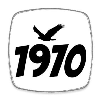 1970 Vintage Jahrgang Adler Grafik - Viereckiger Kühlschrankmagnet - Weiß - Vorne