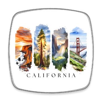 California Vacation Travel – Golden State Motif - Square fridge magnet - white - Front