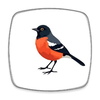 Gimpel Vogel - Viereckiger Kühlschrankmagnet - Weiß - Vorne