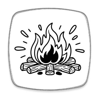 feu de camp - Magnet carré - blanc - Devant