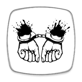 Handcuffs Graffiti Street Art Motif - Square fridge magnet - white - Front