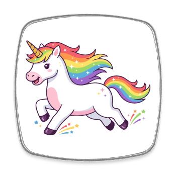 Regenbogen-Einhorn-Burst - Viereckiger Kühlschrankmagnet - Weiß - Vorne