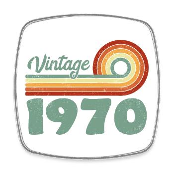 Vintage, 1970er Jahre, Birthday Mountain Retro 1970er - Viereckiger Kühlschrankmagnet - Weiß - Vorne