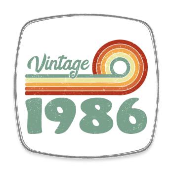 Vintage 1986 Retro Mountain Birthday 1986 - Square fridge magnet - white - Front