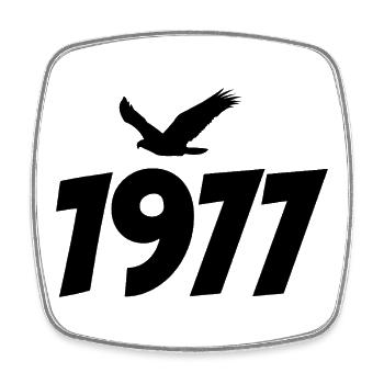 1977 Vintage Jahrgang Adler Grafik - Viereckiger Kühlschrankmagnet - Weiß - Vorne