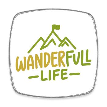 Wanderfull Life, pun Hiking with Mountain - Square fridge magnet - white - Front