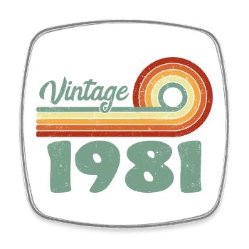Vintage 1981 Birthday Mountain Retro 1981 - Viereckiger Kühlschrankmagnet - Weiß - Vorne