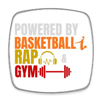 Powered by Basketball Rap & Gym Streetwear Design  - Viereckiger Kühlschrankmagnet - Weiß - Vorne