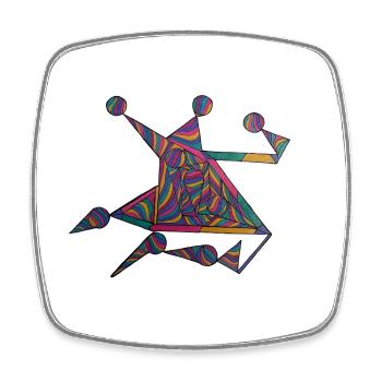 Geometric Colour Spirals - Martina Eßer - Square fridge magnet - white - Front