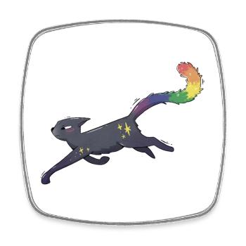 Katze mit Sternen und Pride Flagge - Viereckiger Kühlschrankmagnet - Weiß - Vorne