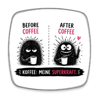  Before Coffee After Coffee Kaffee Meine - Viereckiger Kühlschrankmagnet - Weiß - Vorne