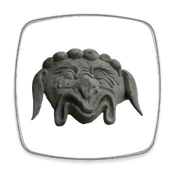 grinsende Steinmaske - Viereckiger Kühlschrankmagnet - Weiß - Vorne