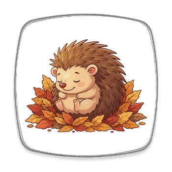 Kuscheliger Igel im Herbstlaub - Viereckiger Kühlschrankmagnet - Weiß - Vorne