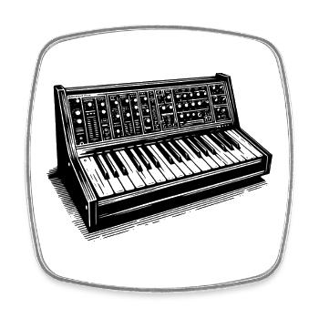 Vintage Synthesizer Rétro Music Design - Magnet carré - blanc - Devant