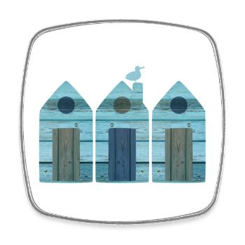 Beach House Three Beach Sea Wood Decoration Seagull 3 - Square fridge magnet - white - Front