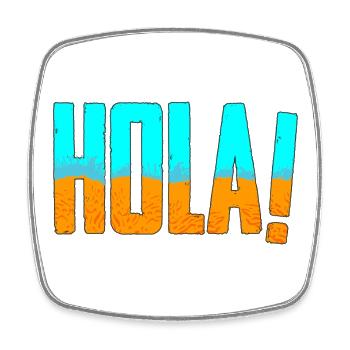HOLA! Mallorca - Sand und Meer - Viereckiger Kühlschrankmagnet - Weiß - Vorne