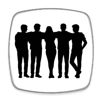 Menschen Gruppe Silhouette Freunde Team Zusammen - Viereckiger Kühlschrankmagnet - Weiß - Vorne