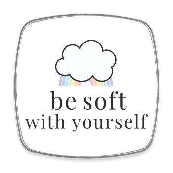 Be Soft With Yourself Wolke mit Pastell Regenbogen - Viereckiger Kühlschrankmagnet - Weiß - Vorne