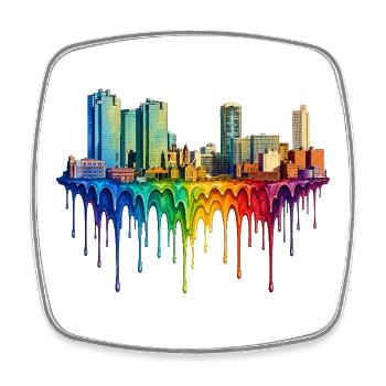 Fort Worth Texas Tropfende Farbe - Viereckiger Kühlschrankmagnet - Weiß - Vorne