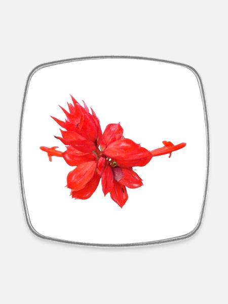 Vibrant_Scarlet_Sage_Red_Salvia_Flower_Art - Viereckiger Kühlschrankmagnet - Weiß