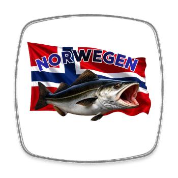 Pêche au charbon en Norvège - Pêche à la canne - Magnet carré - blanc - Devant