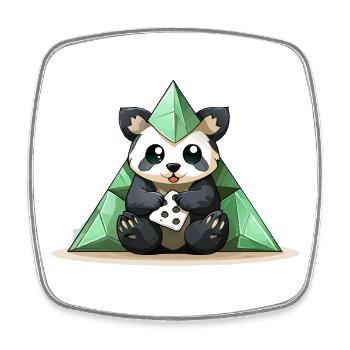 Pyramide de Cristal de Panda - Magnet carré - blanc - Devant