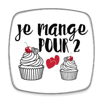 Je Mange Pour 2 Future Maman Grossesse - Magnet carré - blanc - Devant