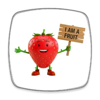 Strawberry with a sign - Square fridge magnet - white - Front