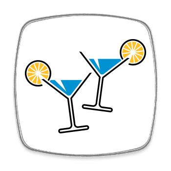 2 Cocktailgläser / Cocktail / Martini + (Hellblau) - Viereckiger Kühlschrankmagnet - Weiß - Vorne