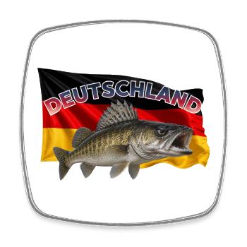 Zander Angeln Deutschland - Stachelrittermotiv - Viereckiger Kühlschrankmagnet - Weiß - Vorne